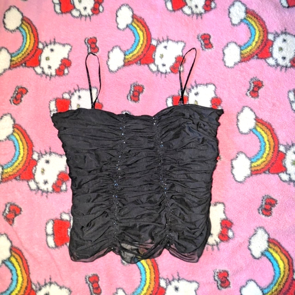 Vintage 90s Beaded Scrunch Tank Top